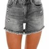 Risen Jeans Tell Me More Grey Frayed Denim Shorts