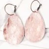 Jewelry Rose Gold Brushed Cowhide Leather Earrings