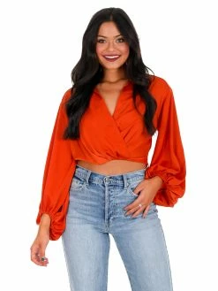 Mustard Seed Around This Town Satin Overlap Top