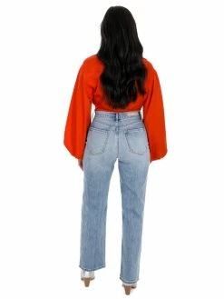 Mustard Seed Around This Town Satin Overlap Top