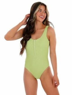 Envya Sale Endless Summer Ribbed Green One Piece Swimsuit