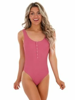 Envya Sale Endless Summer Ribbed Raspberry One Piece Swimsuit
