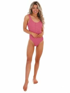 Envya Sale Endless Summer Ribbed Raspberry One Piece Swimsuit