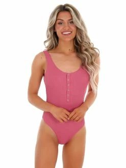 Envya Sale Endless Summer Ribbed Raspberry One Piece Swimsuit