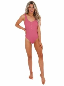 Envya Sale Endless Summer Ribbed Raspberry One Piece Swimsuit