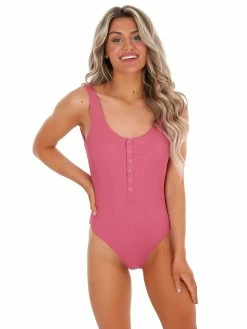 Envya Sale Endless Summer Ribbed Raspberry One Piece Swimsuit