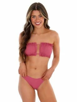 Envya Riding Waves Raspberry Ribbed Two Piece Swimsuit Sale