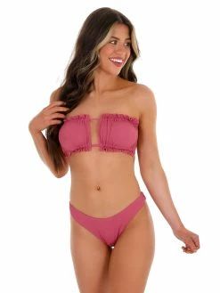 Envya Riding Waves Raspberry Ribbed Two Piece Swimsuit Sale
