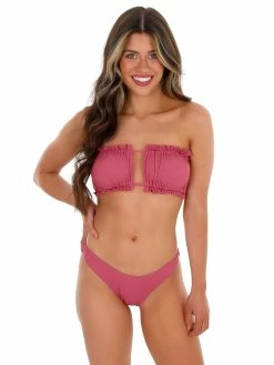 Envya Riding Waves Raspberry Ribbed Two Piece Swimsuit Sale