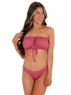 Envya Riding Waves Raspberry Ribbed Two Piece Swimsuit Sale