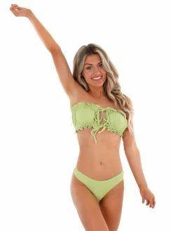 Envya Riding Waves Lime Ribbed Two Piece Swimsuit Sale