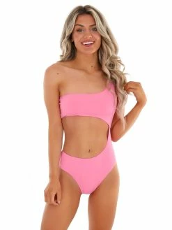 Envya Aloha Pink Asymmetrical One Piece Swimsuit Sale
