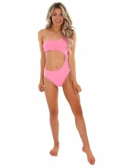 Envya Aloha Pink Asymmetrical One Piece Swimsuit Sale
