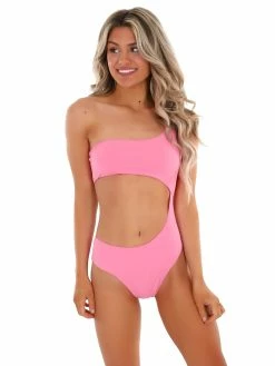 Envya Aloha Pink Asymmetrical One Piece Swimsuit Sale
