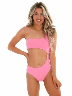 Envya Aloha Pink Asymmetrical One Piece Swimsuit Sale