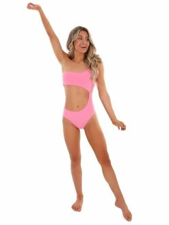 Envya Aloha Pink Asymmetrical One Piece Swimsuit Sale