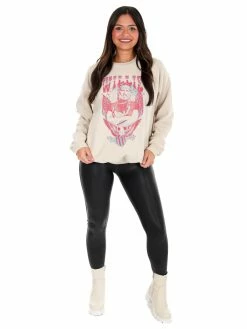 Livy Lu Willie Nelson In Pink Sand Thrifted Sweatshirt