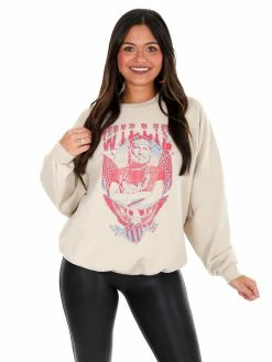 Livy Lu Willie Nelson In Pink Sand Thrifted Sweatshirt