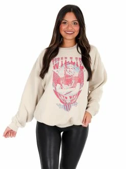 Livy Lu Willie Nelson In Pink Sand Thrifted Sweatshirt