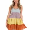 Sweet Lemon Heart Full Multi Rust Colorblock Dress Sale
