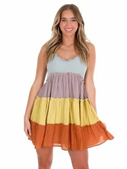 Sweet Lemon Heart Full Multi Rust Colorblock Dress Sale