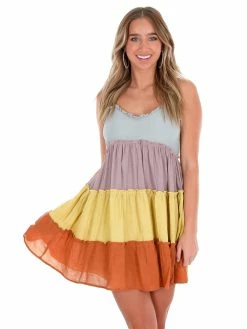 Sweet Lemon Heart Full Multi Rust Colorblock Dress Sale