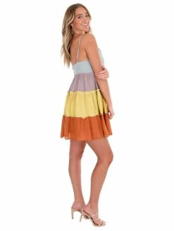 Sweet Lemon Heart Full Multi Rust Colorblock Dress Sale