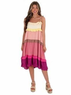 Umgee Sale Sights On You Blush Colorblock Midi Dress