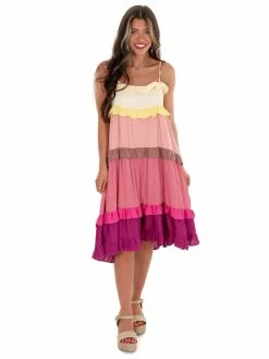 Umgee Sale Sights On You Blush Colorblock Midi Dress