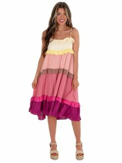 Umgee Sale Sights On You Blush Colorblock Midi Dress