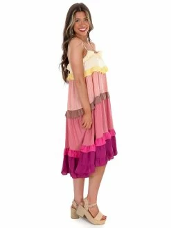 Umgee Sale Sights On You Blush Colorblock Midi Dress