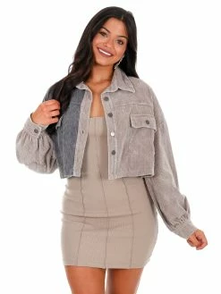 POL Heartless Cropped Corduroy Jacket Tops