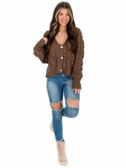 She + Sky Maybe Tomorrow Cable Knit Cardigan