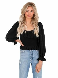 She + Sky Say Hey Woven Top Tops