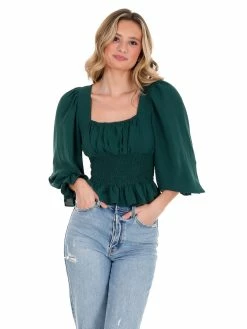 She + Sky Say Hey Woven Top Tops