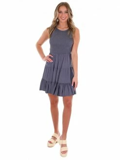 She + Sky Up At Night Smocked Tiered Dress