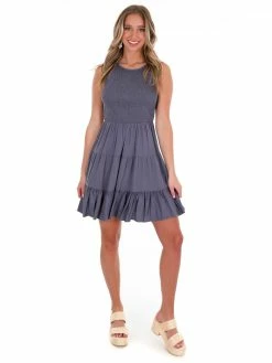 She + Sky Up At Night Smocked Tiered Dress