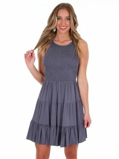 She + Sky Up At Night Smocked Tiered Dress