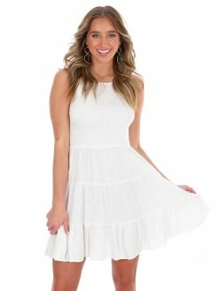 She + Sky Up At Night Smocked Tiered Dress