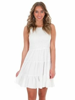 She + Sky Up At Night Smocked Tiered Dress
