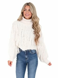 In The Beginning First Class Turtleneck Fringe Sweater