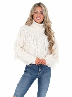 In The Beginning First Class Turtleneck Fringe Sweater