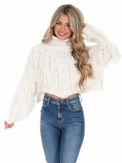 In The Beginning First Class Turtleneck Fringe Sweater