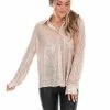 She + Sky Tops Miss Independent Sequin Button Down Shirt