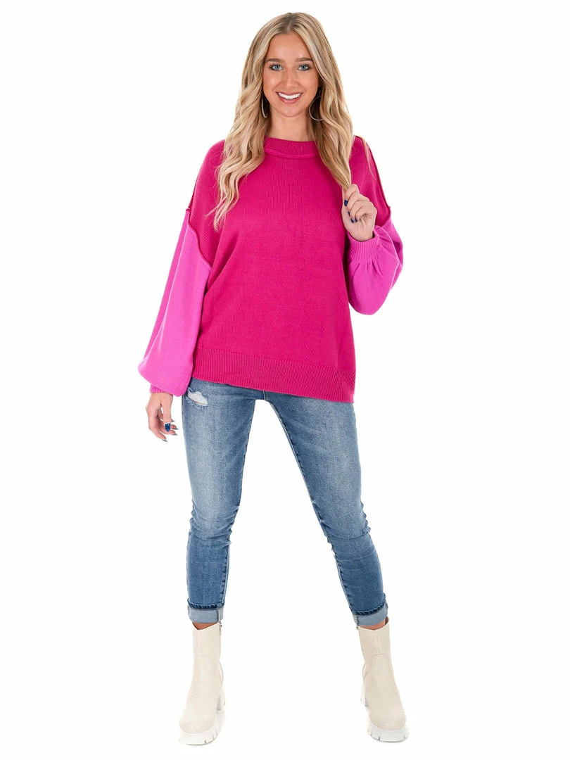 Discount ๐คฉ She + Sky Just For Me Magenta Colorblock Sweater Tops ๐งจ 2 She + Sky Just For Me Magenta Colorblock Sweater Tops