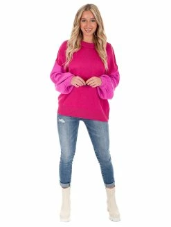 Discount ๐คฉ She + Sky Just For Me Magenta Colorblock Sweater Tops ๐งจ 10 She + Sky Just For Me Magenta Colorblock Sweater Tops
