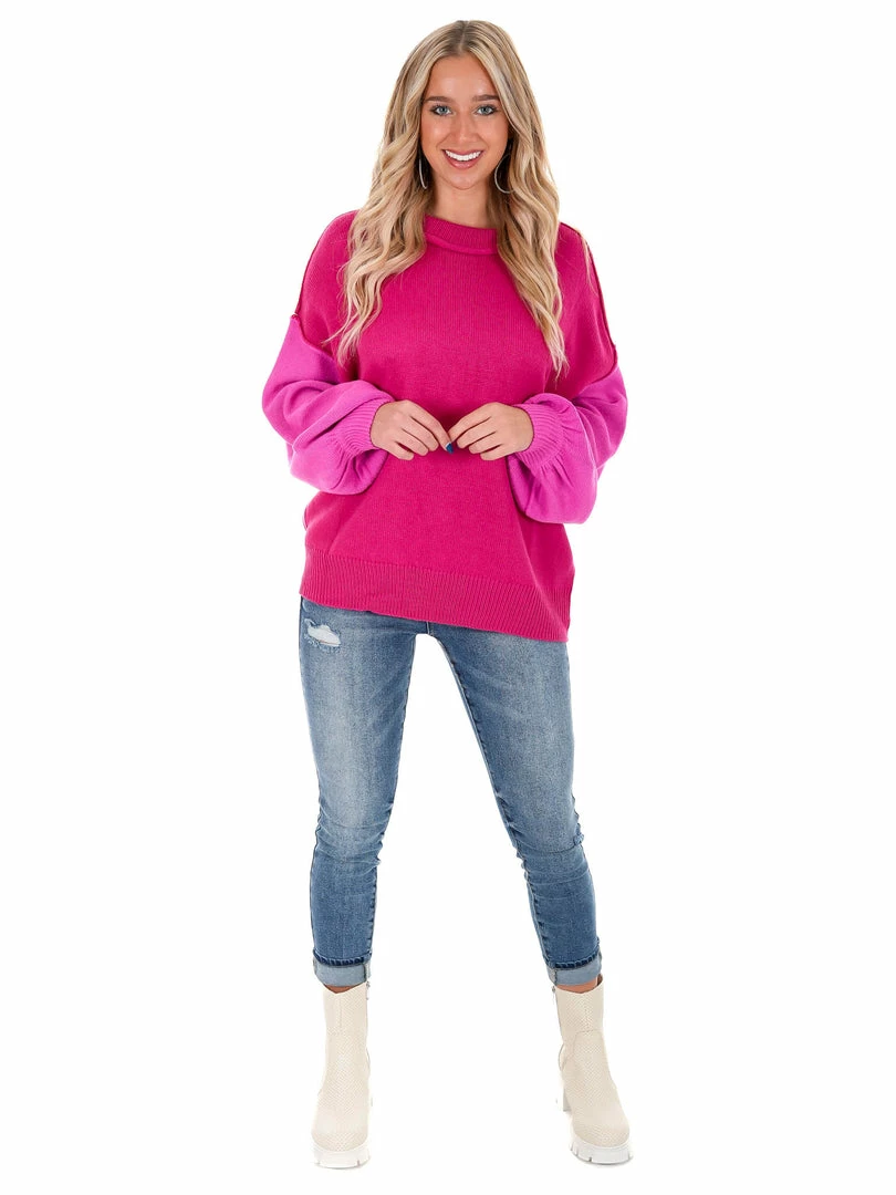 Discount ๐คฉ She + Sky Just For Me Magenta Colorblock Sweater Tops ๐งจ 4 She + Sky Just For Me Magenta Colorblock Sweater Tops