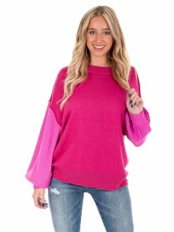 Discount ๐คฉ She + Sky Just For Me Magenta Colorblock Sweater Tops ๐งจ 11 She + Sky Just For Me Magenta Colorblock Sweater Tops