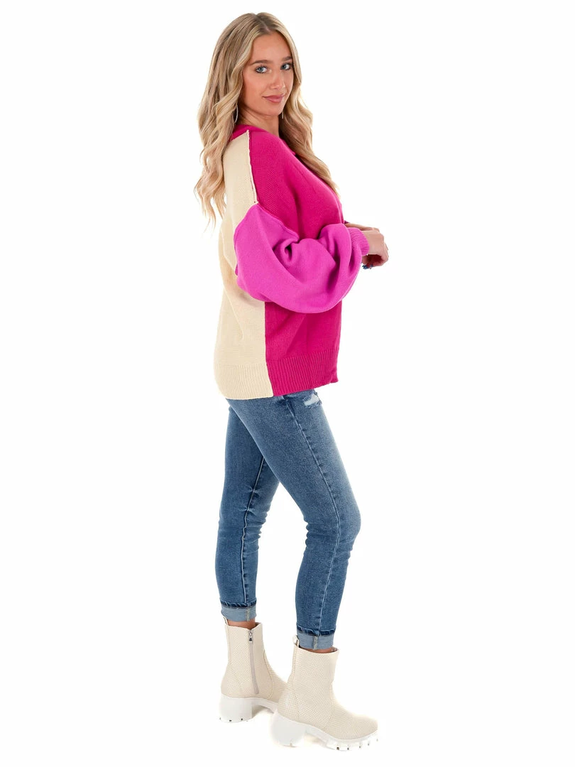 Discount ๐คฉ She + Sky Just For Me Magenta Colorblock Sweater Tops ๐งจ 6 She + Sky Just For Me Magenta Colorblock Sweater Tops