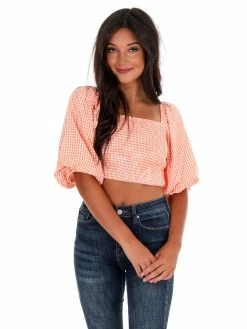 She + Sky Cornerback Gingham Crop Top Apparel